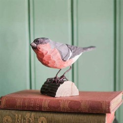 DecoBird Bouvreuil Pivoine - Statuette en bois