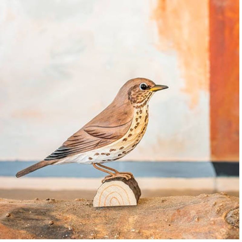 DecoBird Grive Musicienne - Statuette en bois