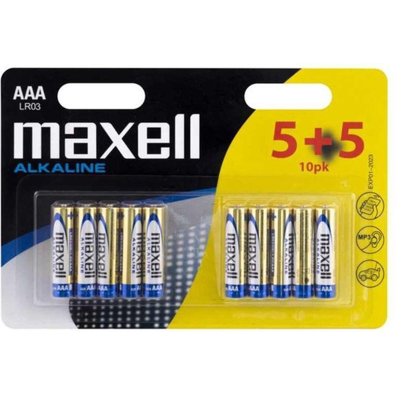 Blister de 10 piles Maxell AAA - Alcaline - 1,5 V