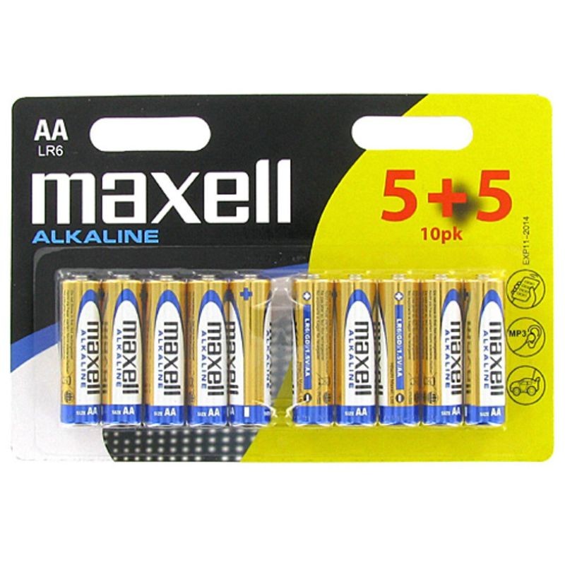 Blister de 10 piles Maxell AA - Alcaline - 1,5 V