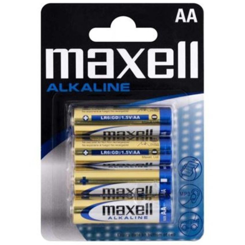 Blister de 4 piles Maxell AA - Alcaline - 1,5 V