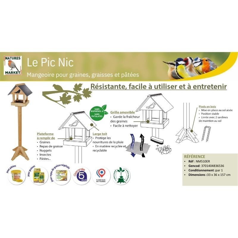 Mangeoire sur pied "Pic Nic" - Eco Ressource (NM510ER+NM515)