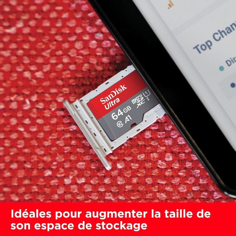 SanDisk Carte Mémoire 64 Go Ultra microSDXC UHS-I Carte + Adaptateur SD SanDisk Carte Mémoire 64 Go Ultra microSDXC UHS-I Carte + Adaptateur SD