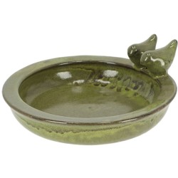 Abreuvoir en céramique Ø 30 cm - Noir mat/bleu pétrole/vert
