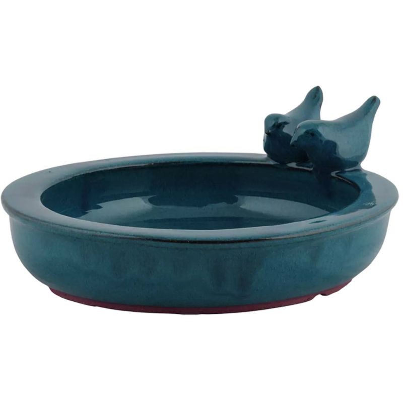 Abreuvoir en céramique Ø 26 cm - Vert/bleu/blanc