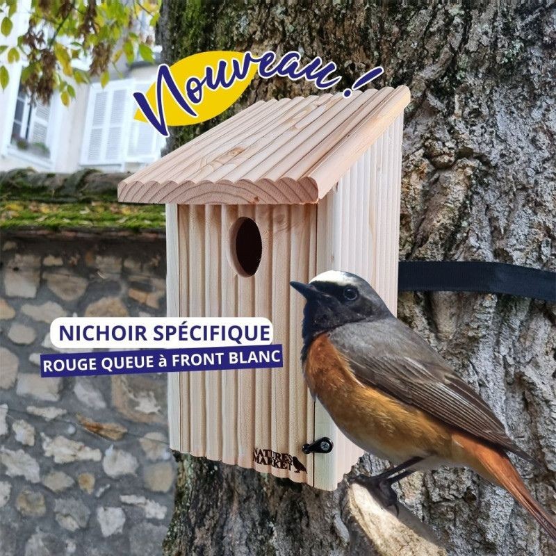 Nichoir Rougequeue à front blanc - Pin Douglas/Epicéa Nichoir Rougequeue à front blanc - Pin Douglas/Epicéa