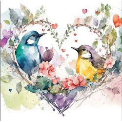 Serviettes "Oiseaux amoureux"- Table