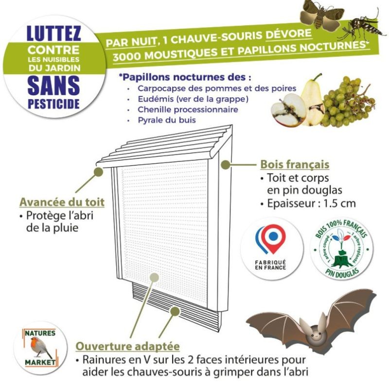Gîte à chauves-souris en Pin Douglas - Nature Market Gîte à chauves-souris en Pin Douglas - Nature Market