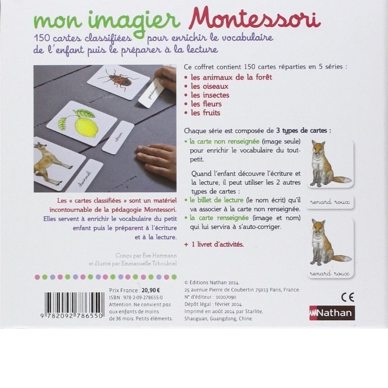 Mon imagier Montessori - 150 cartes classifiées pour enrichir le  vocabulaire de l'enfant puis le préparer