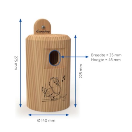 Nichoir "Happy Birds"  trou oval – Bois - Europlay - Moineau, ...