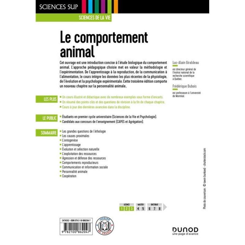 Le comportement animal - Cours, méthodes et questions de révision - 3ème édition Le comportement animal - Cours, méthodes et questions de révision - 3ème édition