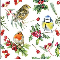 Serviettes "Oiseaux en hiver" - Table ou Cocktail