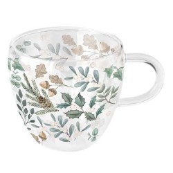 Tasse en verre à double paroi "Collection de feuilles"