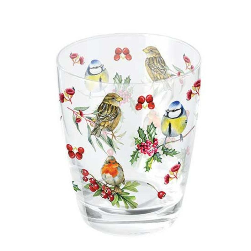 Verre à eau "Oiseaux en hiver"