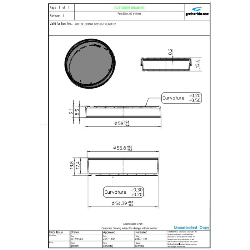Boîtes de Petri avec ergots de ventilation - 60 x 15 mm - Non stériles - Lot de 20
