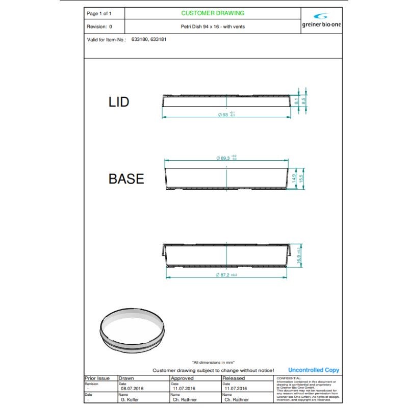 Boîtes de Petri avec ergots de ventilation - 94 x 16 mm - Stérile - Lot de 20