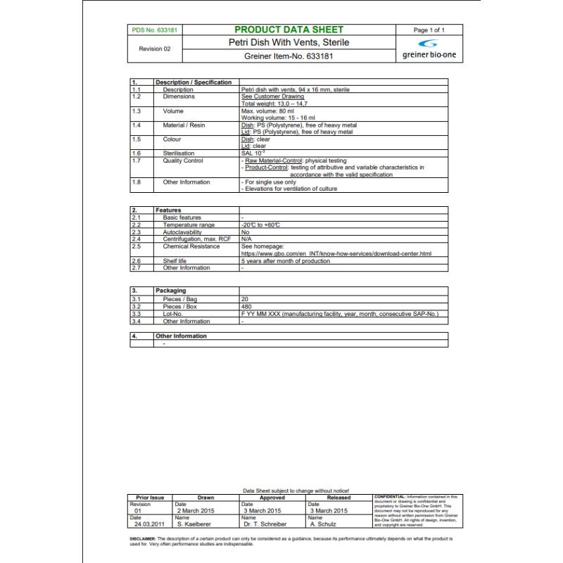 Boîtes de Petri avec ergots de ventilation - 94 x 16 mm - Stérile - Lot de 20