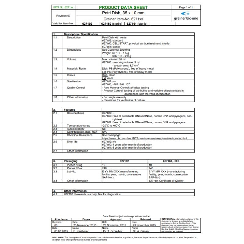 Boîtes de Petri avec ergots de ventilation - 35 x 10 mm - Non stériles - Lot de 10