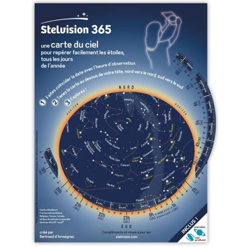 Stelvision 365 Une carte du ciel pour repérer facilement les étoiles, tous les jours de l'année