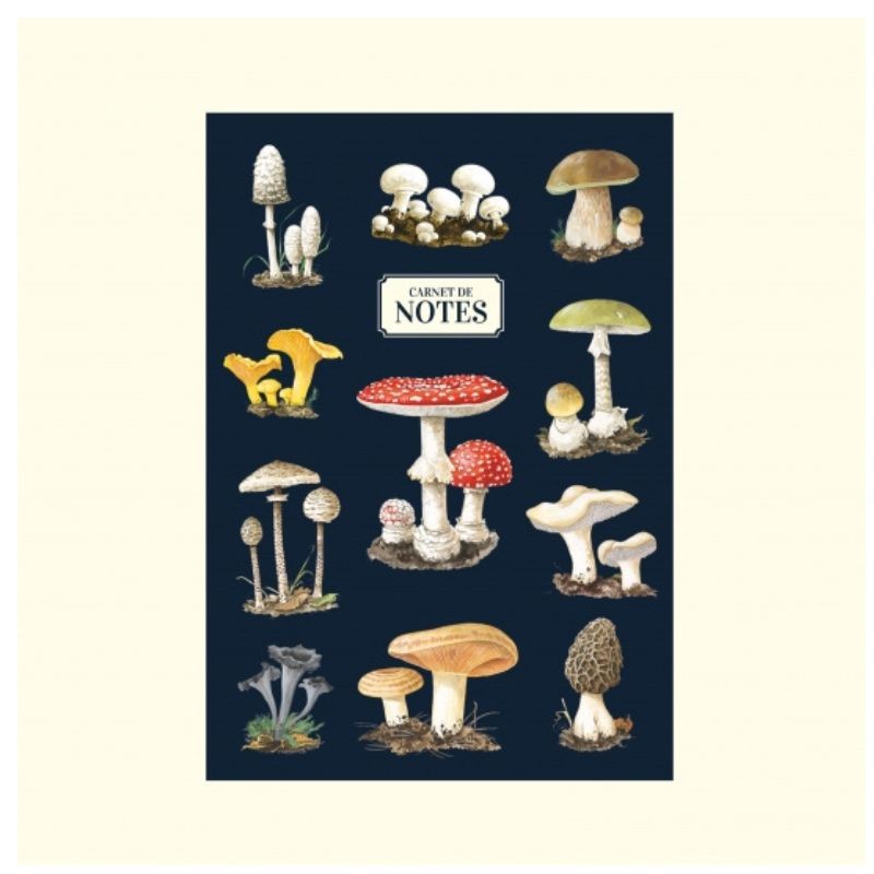 Carnet de notes A5 - Champignons - bleu ou beige