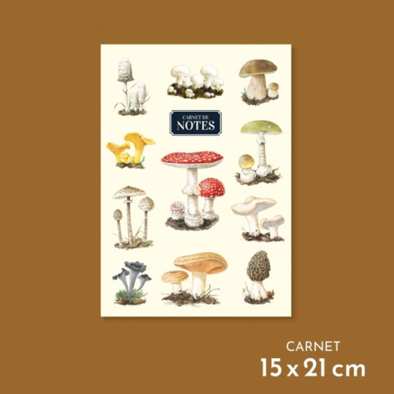 Carnet de notes A5 - Champignons - bleu ou beige