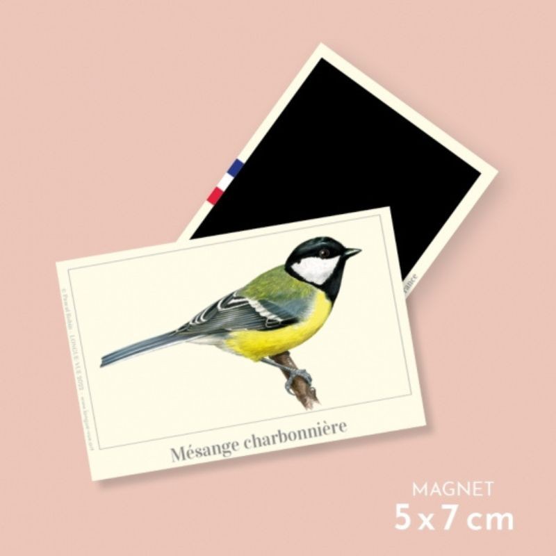 Magnet illustré - Mésange charbonnière - 5x7cm
