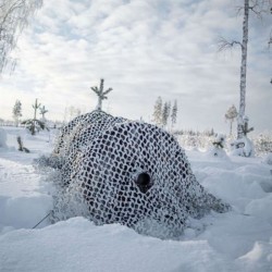 Filet de camouflage 3D feuilles - Buteo Photo Gear 2,4 x 3 m - Neige ou Roseaux