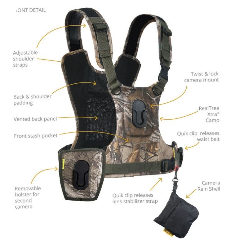 Cotton Carrier - Harnais CCS G3 CAMO pour jumelles et appareil photo – Camouflage ou Gris