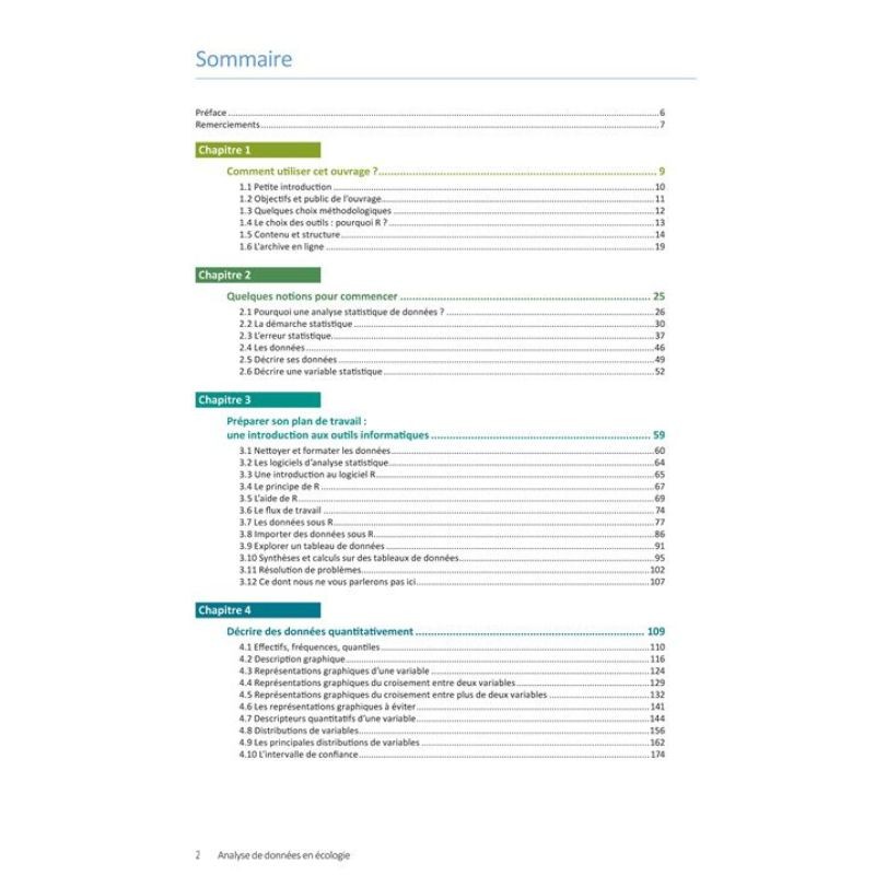 Analyse de données en écologie Analyse de données en écologie