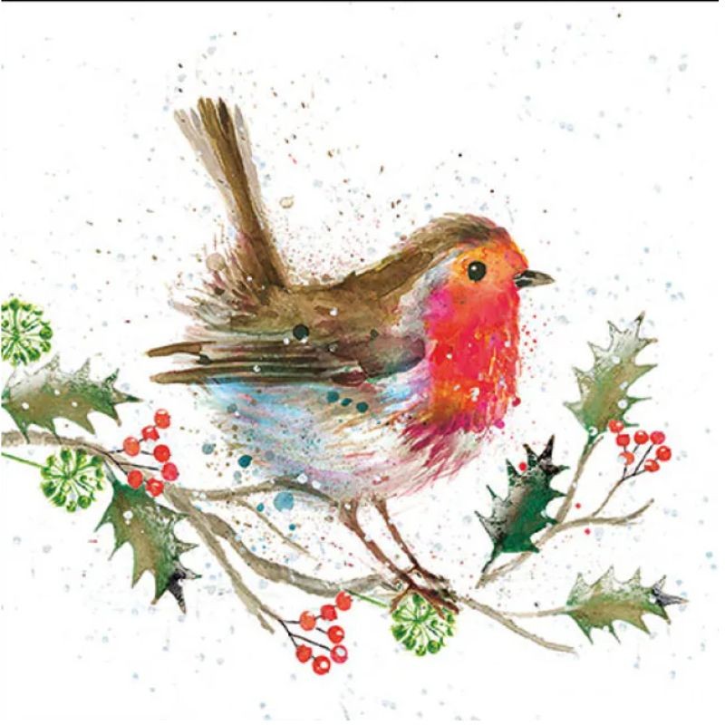 Serviettes "Rouge-gorge en hiver" - Table ou cocktail