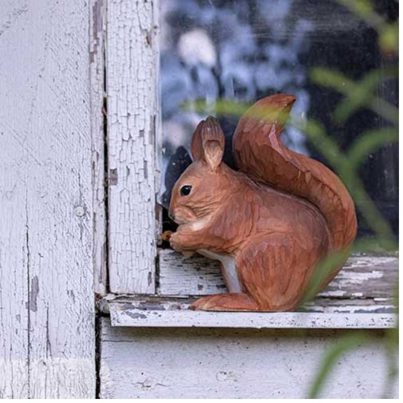 DecoBird Écureuil roux - Statuette en bois