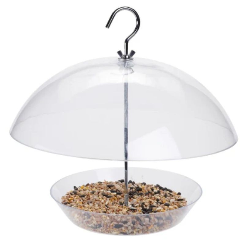 Mangeoire à oiseaux transparente en forme de parapluie