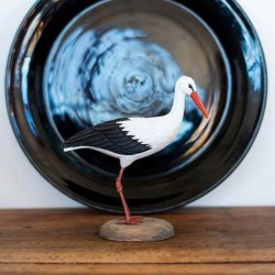 DecoBird Cigogne Blanche - Statuette en bois