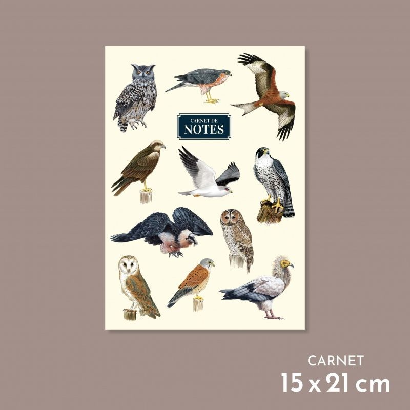Carnet de notes A5 - Rapaces - beige