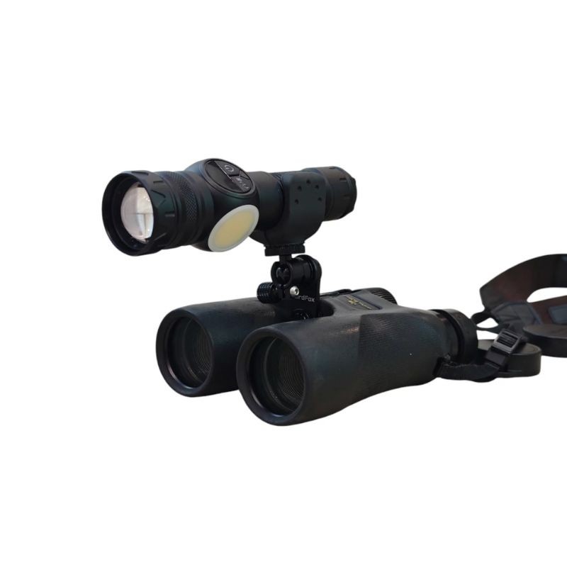 Binoplate – Système de fixation lampe torche ou microphone sur jumelles