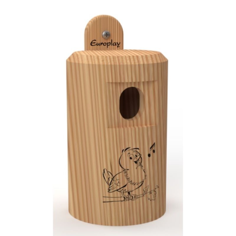 Nichoir "Happy Birds"  trou ovale pour Moineau, ... – Bois de mélèze - Europlay