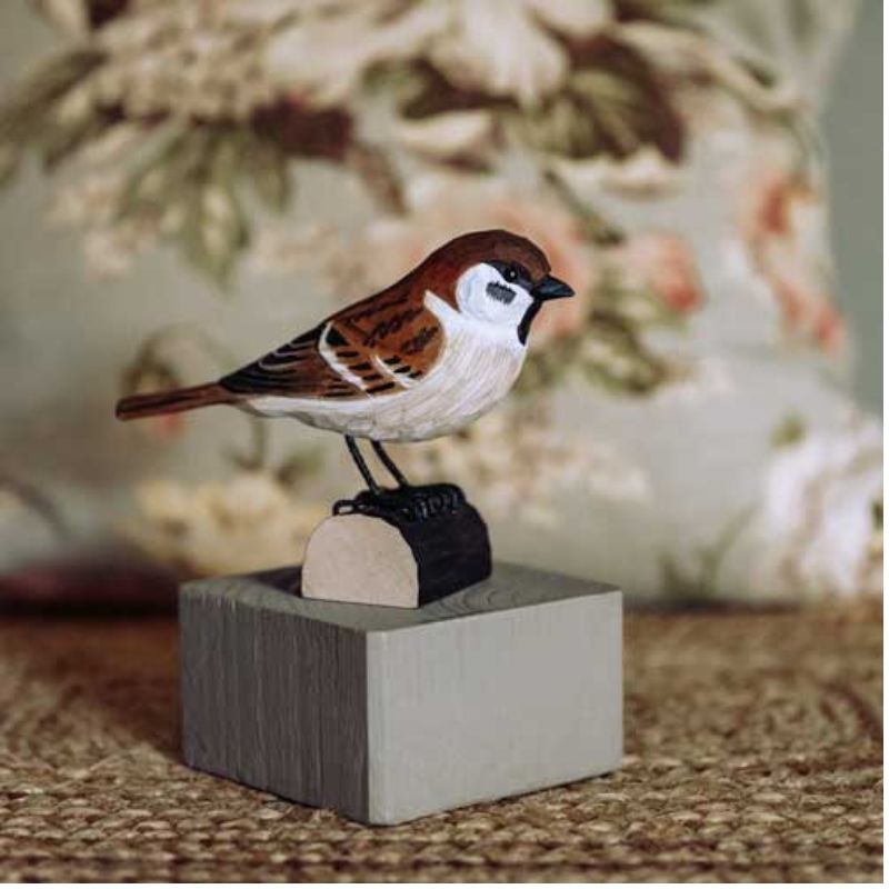 DecoBird Moineau friquet - Statuette en bois