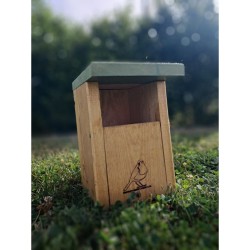 Nichoir LRBPO Semi-ouvert - Bois Sapin Rouge/Toit lasure naturelle vert