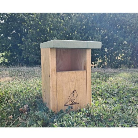 Nichoir LRBPO Semi-ouvert - Bois Sapin Rouge/Toit lasure naturelle vert
