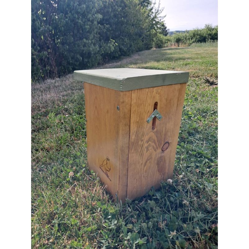 Nichoir LRBPO Semi-ouvert - Bois Sapin Rouge/Toit lasure naturelle vert