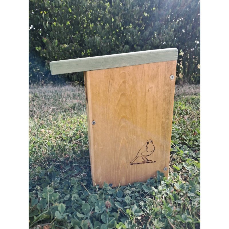 Nichoir LRBPO Semi-ouvert - Bois Sapin Rouge/Toit lasure naturelle vert