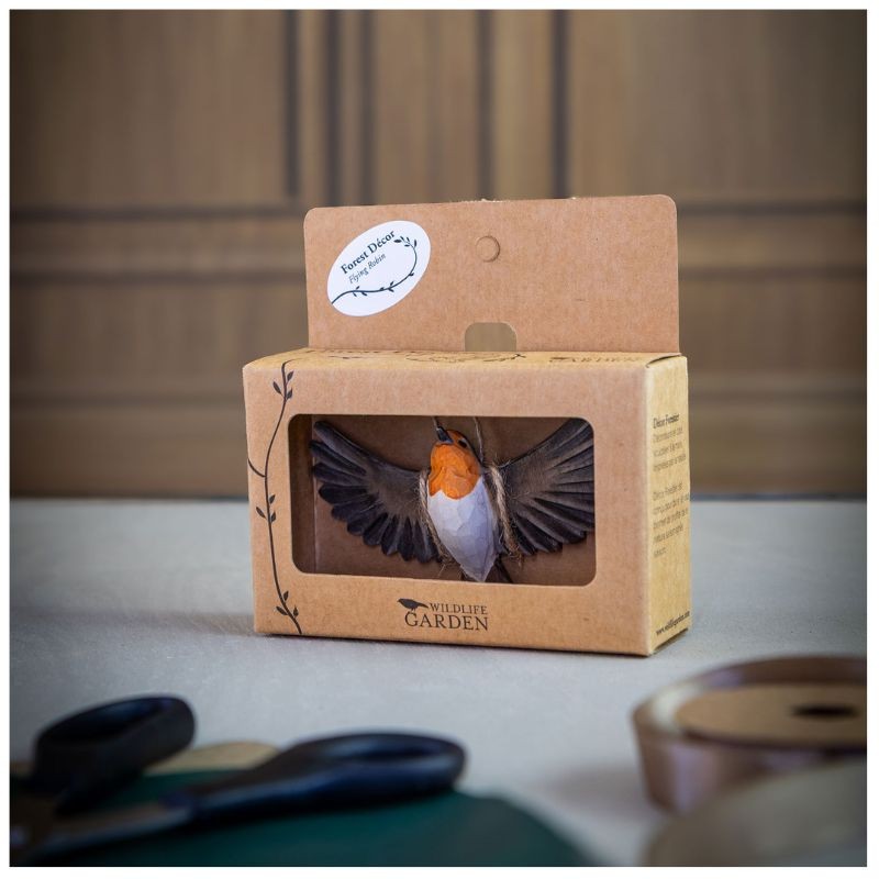 DecoBird Rouge-gorge volant - Statuette en bois