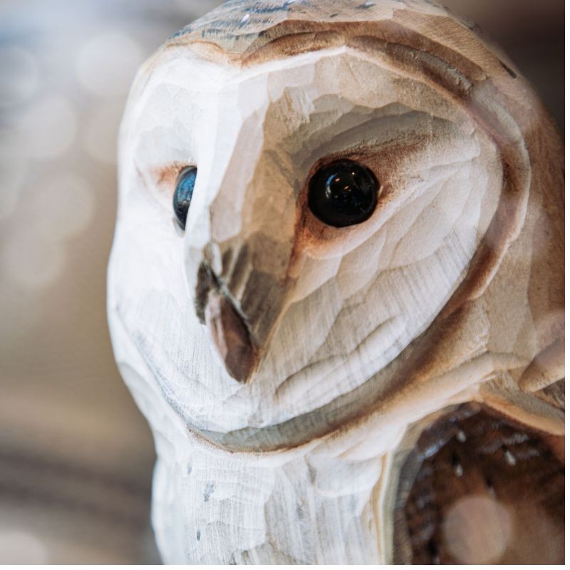 DecoBird Chouette effraie - Statuette en bois