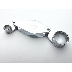 Loupe Hilkinson 10x/20x - Diamètres : 6/18mm - Folding Pocket Magnifier - Chrome