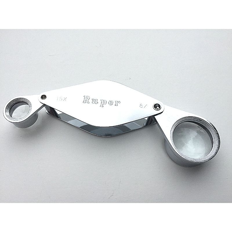 Loupe Hilkinson 8x/15x - Diamètres : 12/25mm - Folding Pocket Magnifier - Chrome