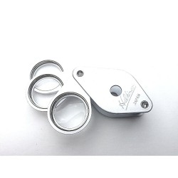 Loupe triple Hilkinson 3x/4x/5x - Diamètre : 19mm - Folding Pocket Magnifier - Chrome