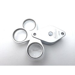 Loupe triple Hilkinson 3x/4x/5x - Diamètre : 19mm - Folding Pocket Magnifier - Chrome