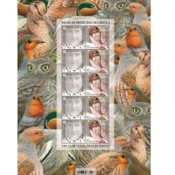 Feuillet de 10 timbres + 2 Cartes postales André Buzin avec cachet 100 ans LRBPO