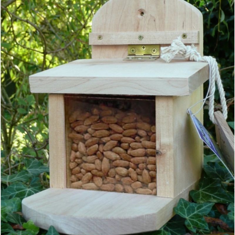 Mangeoire pour écureuils en bois naturel