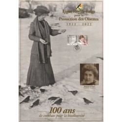 Hommage souvenir Marquise de Pierre avec 2 timbres Centenaire "100 ans de protection des oiseaux" Hommage souvenir Marquise de Pierre avec 2 timbres Centenaire "100 ans de protection des oiseaux"